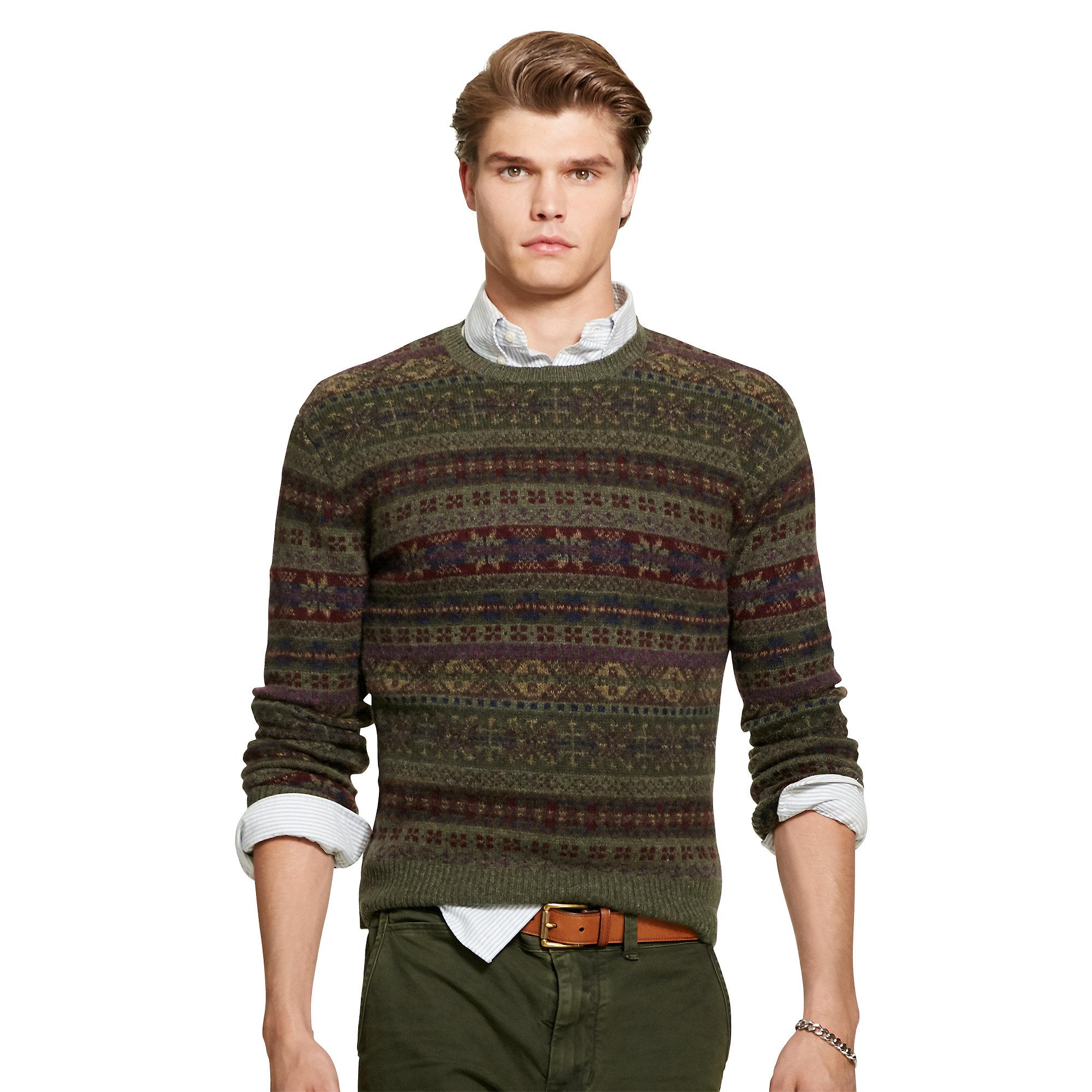 Polo ralph lauren Fair Isle Wool-blend Sweater in Green for Men | Lyst